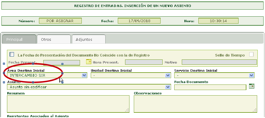 Pantalla Inserción Asiento