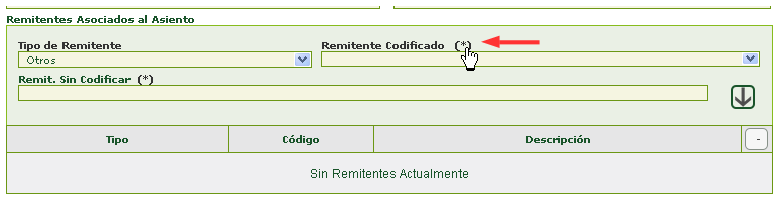 Pantalla Remitente Codificado