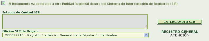 Pantalla Inicio SIR