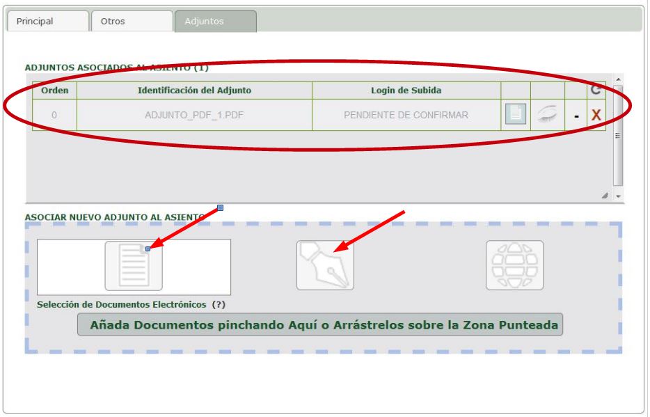 Pestaña Adjuntos - Registro Salida