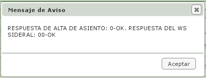 Pantalla mensaje confirmación