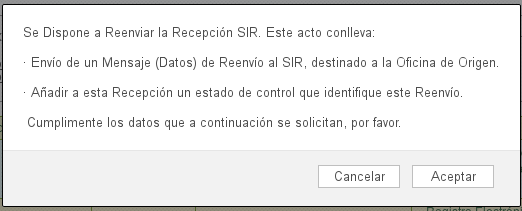 Pantalla mensaje reenvío