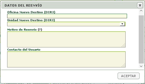 Pantalla datos reenvío