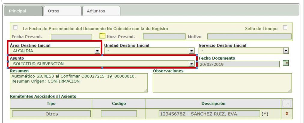 Edición Registro Entrada SIR