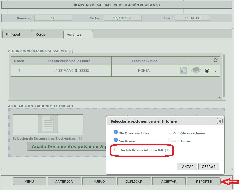 Registro Salida - Reporte