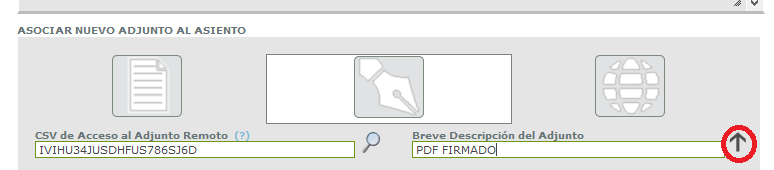 Pantalla asociar CSV