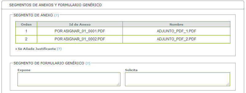 Pantalla segmento anexos