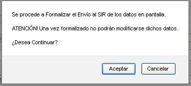Pantalla mensaje aviso