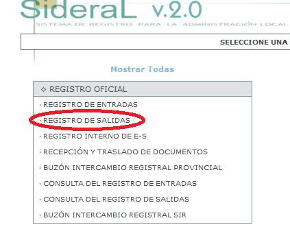 Pantalla Menú Principal Sideral