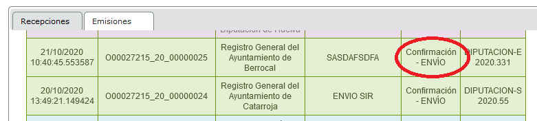 Pantalla Confirmación-Envío