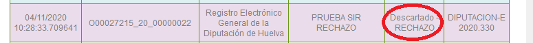 Pantalla ack-descarte